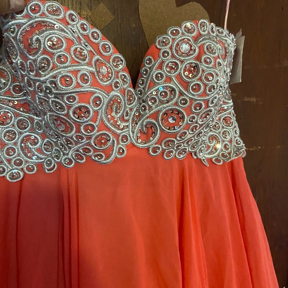 short coral dress